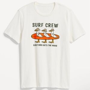 Old Navy Surf Tattoo Seagulls Surfboard Soft Crew Neck Graphic T-Shirt RARE M